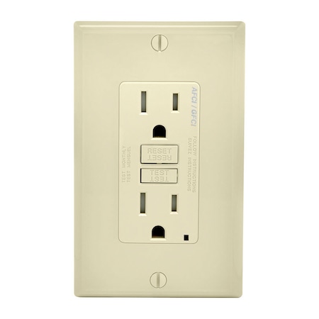 Leviton Leviton SmartlockPro 15 amps 125 V Duplex Light Almond AFCI/GFCI Dual Function Outlet 5-15R 1 pk AGTR1-T